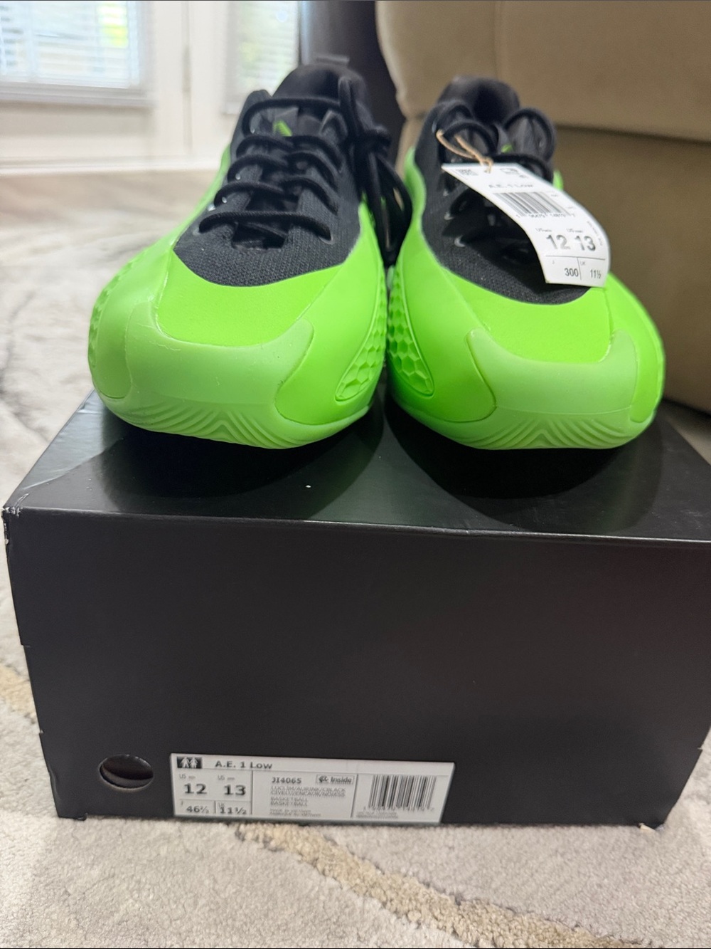 Men's S.E. 1 Low ANTHONY EDWARDS adidas Neon Green Athletic Sneakers - Black/Gre